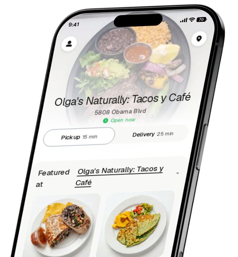 Olga's Naturally: Tacos y Café app preview